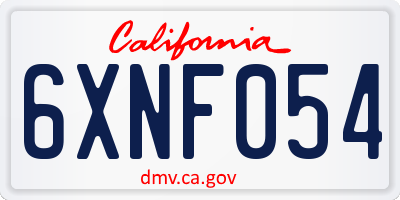 CA license plate 6XNF054
