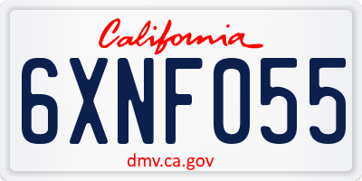 CA license plate 6XNF055