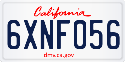 CA license plate 6XNF056