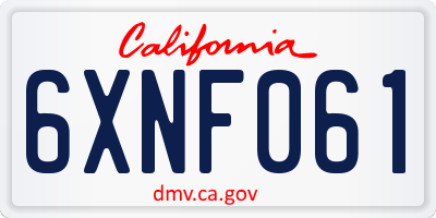 CA license plate 6XNF061