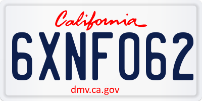 CA license plate 6XNF062