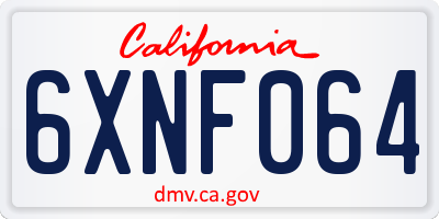 CA license plate 6XNF064