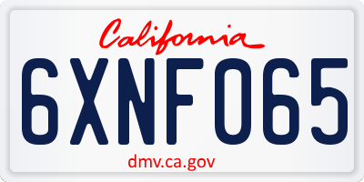 CA license plate 6XNF065