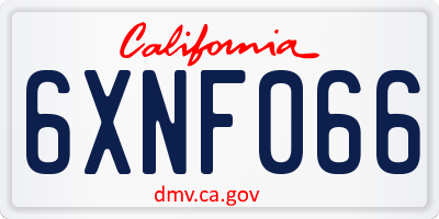 CA license plate 6XNF066