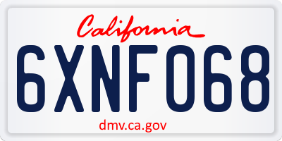 CA license plate 6XNF068