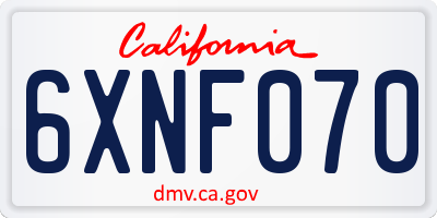 CA license plate 6XNF070