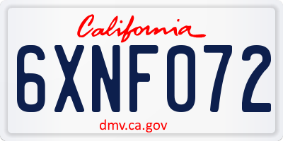 CA license plate 6XNF072
