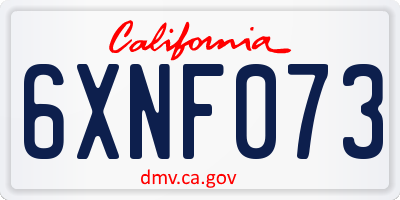 CA license plate 6XNF073