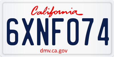 CA license plate 6XNF074