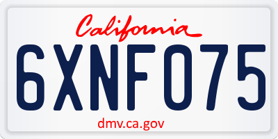 CA license plate 6XNF075