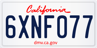 CA license plate 6XNF077