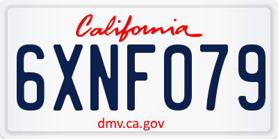 CA license plate 6XNF079