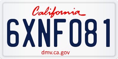CA license plate 6XNF081