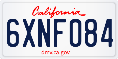 CA license plate 6XNF084