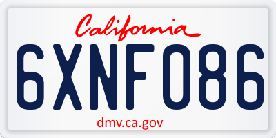 CA license plate 6XNF086