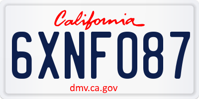 CA license plate 6XNF087