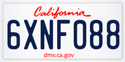 CA license plate 6XNF088