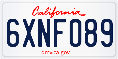 CA license plate 6XNF089