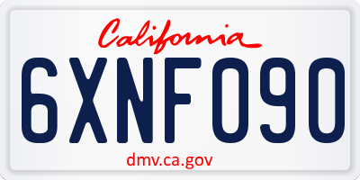 CA license plate 6XNF090
