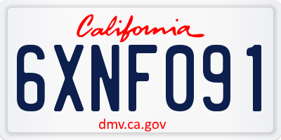 CA license plate 6XNF091