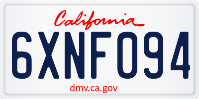 CA license plate 6XNF094