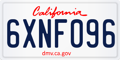 CA license plate 6XNF096