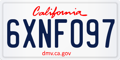 CA license plate 6XNF097