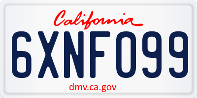 CA license plate 6XNF099
