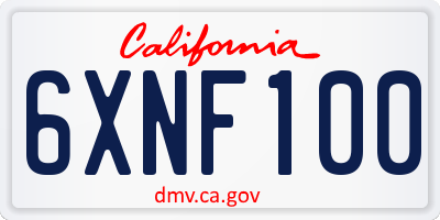 CA license plate 6XNF100