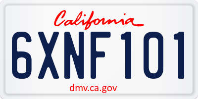 CA license plate 6XNF101