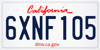 CA license plate 6XNF105