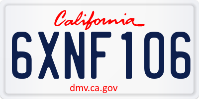 CA license plate 6XNF106
