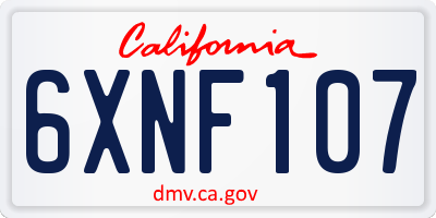 CA license plate 6XNF107