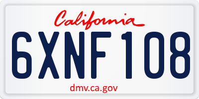CA license plate 6XNF108