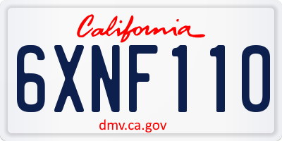 CA license plate 6XNF110