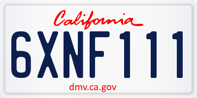 CA license plate 6XNF111