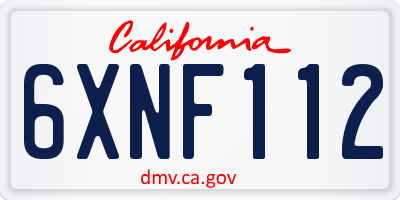 CA license plate 6XNF112