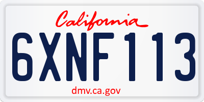 CA license plate 6XNF113