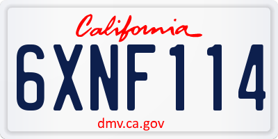 CA license plate 6XNF114