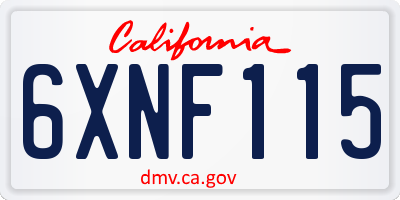 CA license plate 6XNF115
