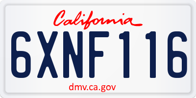 CA license plate 6XNF116