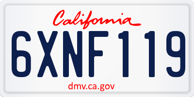CA license plate 6XNF119