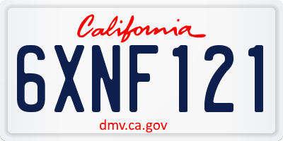 CA license plate 6XNF121
