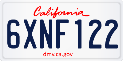 CA license plate 6XNF122