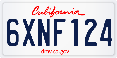 CA license plate 6XNF124