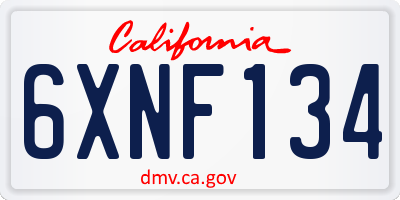 CA license plate 6XNF134