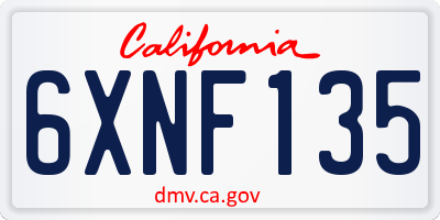 CA license plate 6XNF135