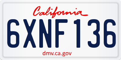 CA license plate 6XNF136