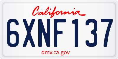 CA license plate 6XNF137