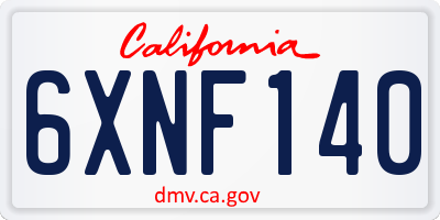 CA license plate 6XNF140